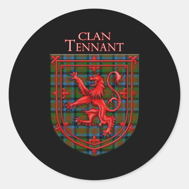 Adesivo Redondo Tennant Tan Scottish Xadrez Lion Rampant (Frente)