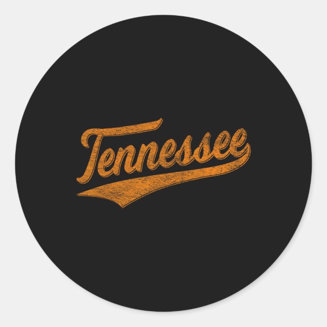 Adesivo Redondo Tennessee Baseball Sports Script Cursive Flag Swoo (Frente)