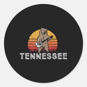 Adesivo Redondo Tennessee Bluegrass Banjo Bear