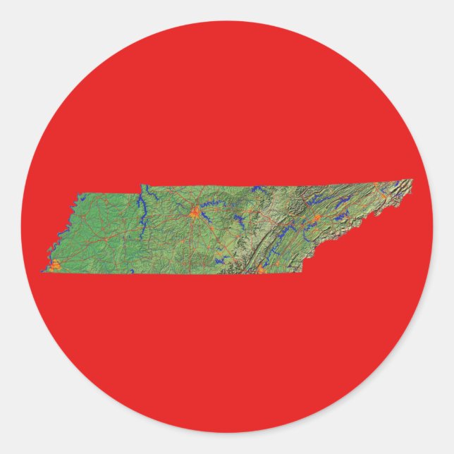 Adesivo Redondo Tennessee Map Sticker (Frente)