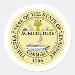 Adesivo Redondo Tennessee Seal, Seal do Tennessee Sticker