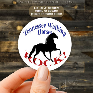 Adesivo Redondo Tennessee Walking Horses Rock! - Cavalo Levado