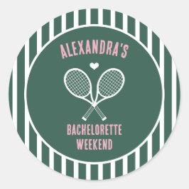 Adesivo Redondo Tennis Bachelorette party preppy green