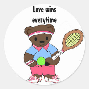 Adesivo Redondo Tennis Bear - O amor vence sempre