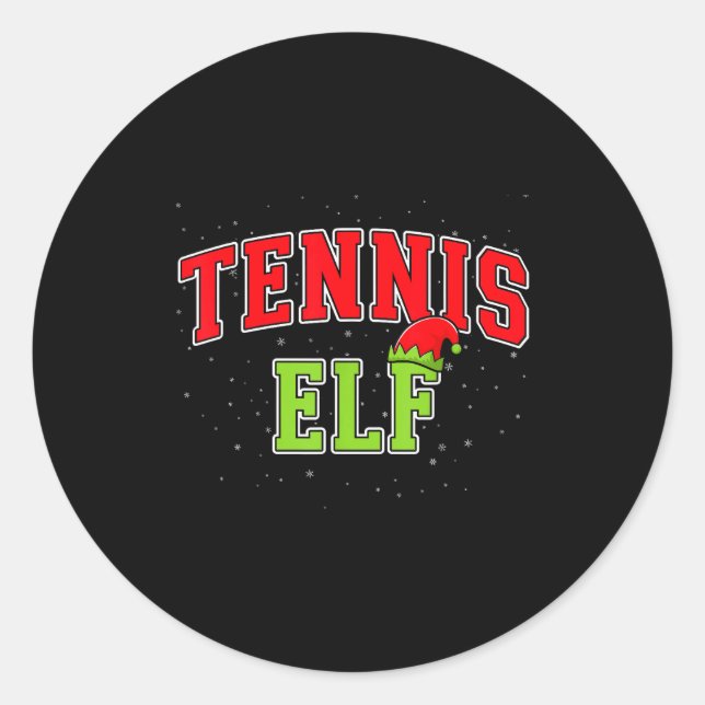 Adesivo Redondo Tennis Elf Christmas Family Matching Group Xmas  (Frente)