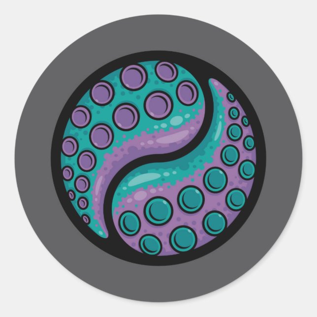 Adesivo Redondo Tentacle Yin Yang (Frente)