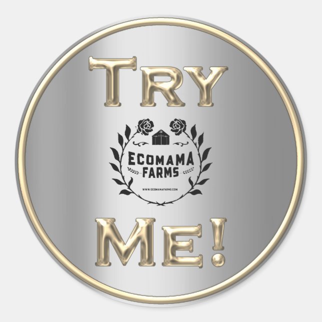 Adesivo Redondo Tentar Logotipo do Café Prata DouradaTestador Exem (Frente)