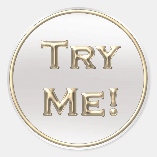 Adesivo Redondo Tente-Me Prata Preta Dourada Para Exemplo De Testa (Frente)