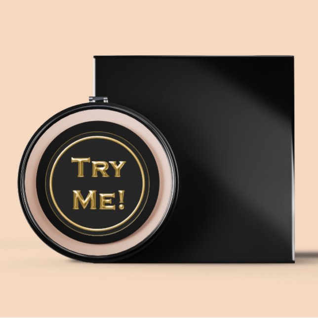 Adesivo Redondo Tente-Me Preto Dourado Para Sua Amostra De Testor  (Try Me Black Gold For Your Tester Sample Contain Classic Round Sticker)