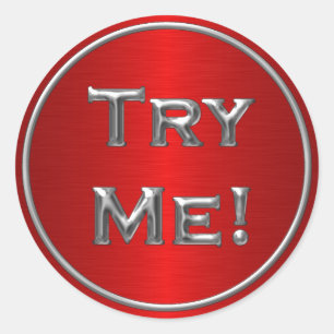 Adesivo Redondo Tente Me Preto Vermelho Prateado Para Exemplo De T