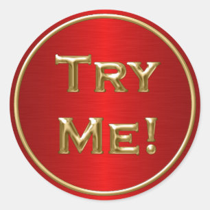 Adesivo Redondo Tente-me vermelho Dourado preto para o verificador