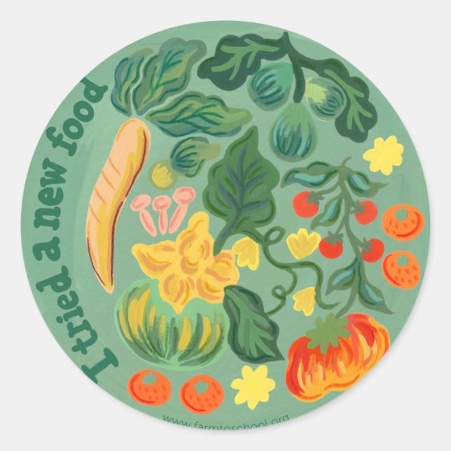 Adesivo Redondo "Tentei Uma Nova Comida" Folha De Autocolante Redo (Frente)