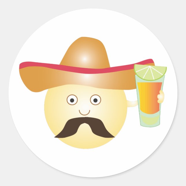 Adesivo Redondo Tequila Emoji Stickers (Frente)