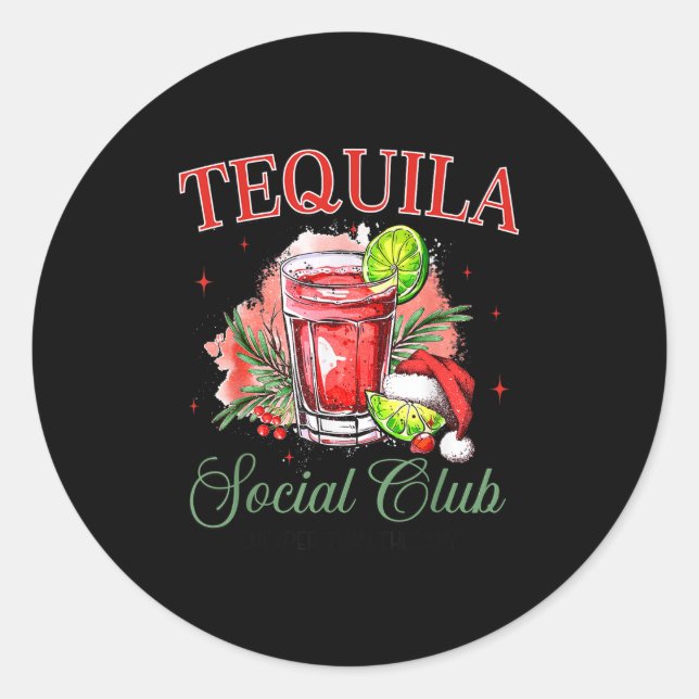Adesivo Redondo Tequila Social Club Tequila Tail Club Drinking Chr (Frente)