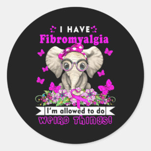 Adesivo Redondo Ter Fibromialgia Consciência Mês Elefante Roxo