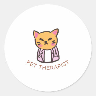 Adesivo Redondo Terapeuta de Estimação de Gato Fofo Design de Dese