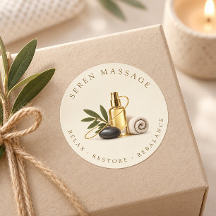 Adesivo Redondo Terapeuta de Massagem Elegante