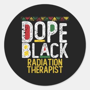 Adesivo Redondo Terapeuta de Radiação Negro de Drogas Mês da Histó