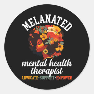 Adesivo Redondo Terapeuta de Saúde Mental Melanizada Saúde Mental 