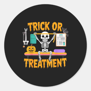 Adesivo Redondo Terapeuta de Terapia Física de Halloween Pt Truque