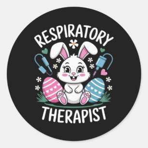 Adesivo Redondo Terapeuta Respiratório Fofo Rt Orelhas de Coelho O