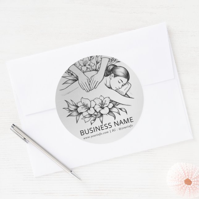 Adesivo Redondo Terapêutica de Massagem Terapia Mãos Energia Spa B (Envelope)