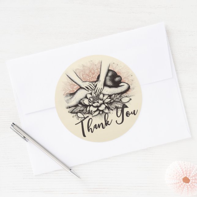 Adesivo Redondo Terapêutica de Massagem Terapia Mãos Energia Spa O (Envelope)