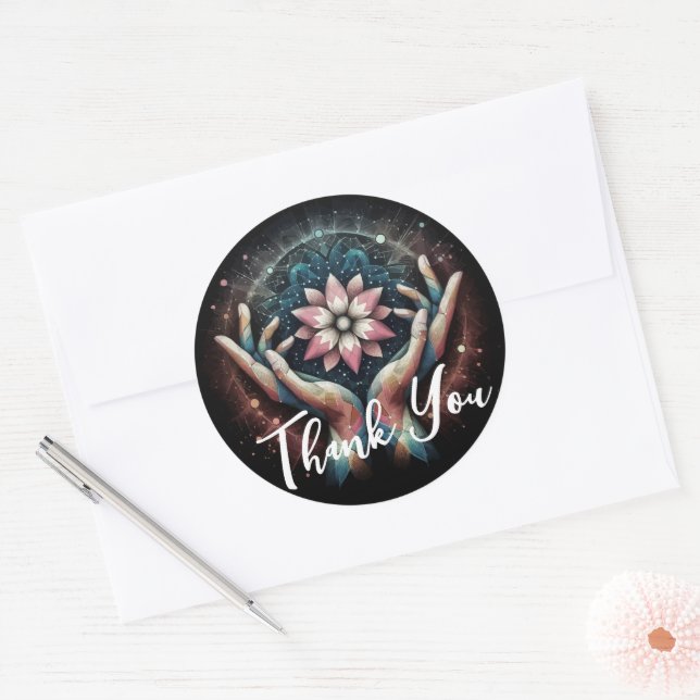 Adesivo Redondo Terapêutica de Massagem Terapia Mãos Energia Spa O (Envelope)