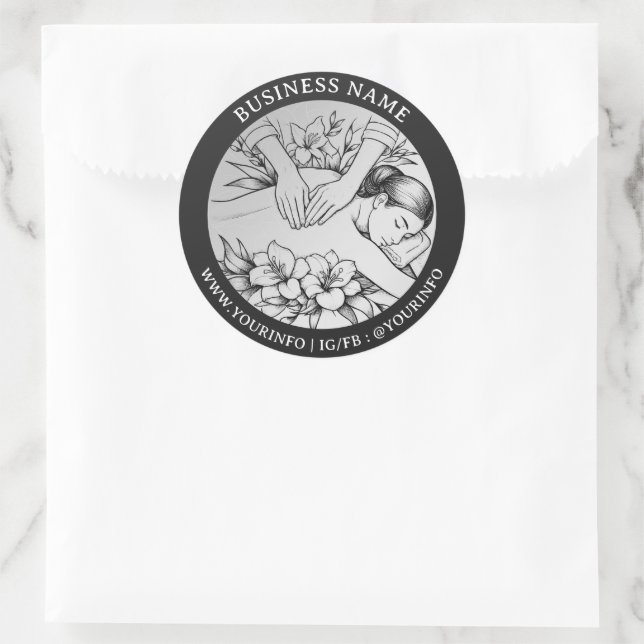 Adesivo Redondo Terapêutica de Massagem Terapia Mãos Energia Spa O (Bolsa)