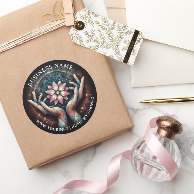 Adesivo Redondo Terapêutica de Massagem Terapia Mãos Energia Spa O (Presentear)