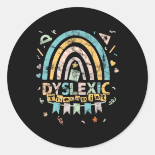 Adesivo Redondo Terapêutica Vintage Arco-Íris Dislexia Awarenes