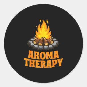Adesivo Redondo Terapia de aroma engraçado acampamento fogueira hu