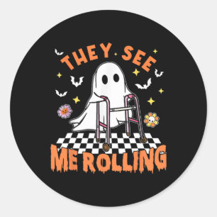 Adesivo Redondo Terapia Física Halloween Eles Me Veem Rolling Spo