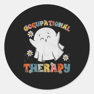 Adesivo Redondo Terapia Ocupacional Ot Halloween Fantasma Retro Ot