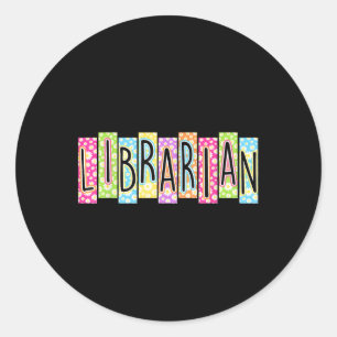Adesivo Redondo Terapia Retro de Bibliotecário De Volta à Escola C