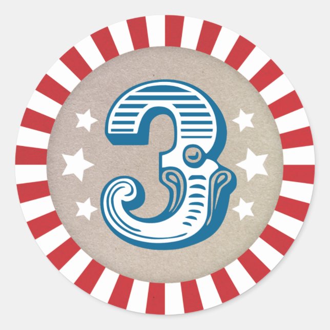 Adesivo Redondo Terceiro Circo de Aniversário Considerado Carnaval (Frente)