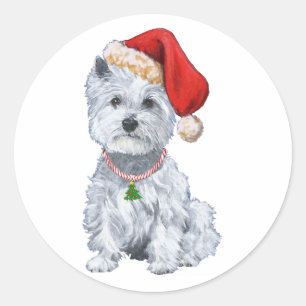 Adesivo Redondo Térmita Santa Claus West Highland White