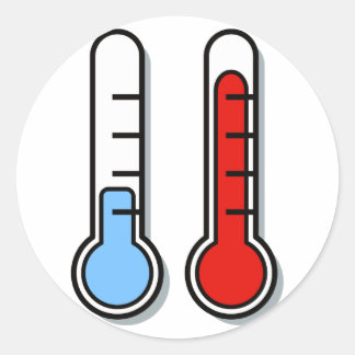Adesivo Redondo Termómetro frio quente hot cold