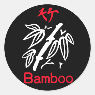 Adesivo Redondo Terno de bambu, vermelho e branco de Mahjong no