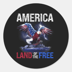 Adesivo Redondo Terra Americana Da Independência Livre Em 4 De Jul