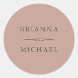 Adesivo Redondo Terra-Cotta Simple Elegant Wedding Node e Groom