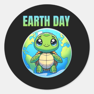 Adesivo Redondo Terra Day Restore Earth Turtle 2025