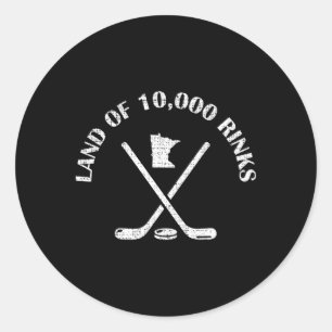 Adesivo Redondo Terra De Minnesota De 10000 Rinks, Estado De Hóque