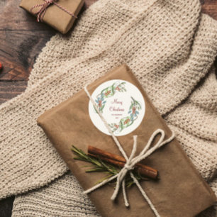 Adesivo Redondo Terra de Natal do Elegante Botânico Feliz