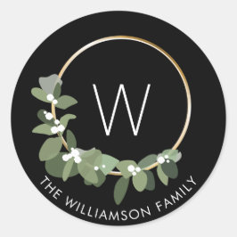 Adesivo Redondo Terra de Natal Moderna | Monograma | nome da famíl