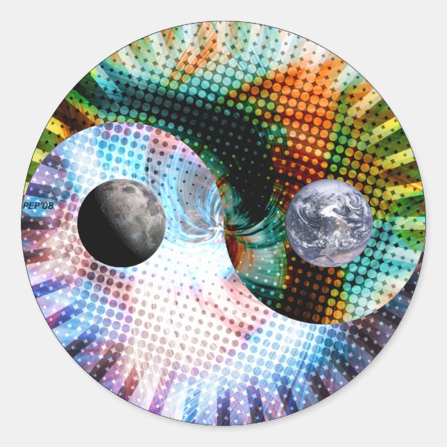Adesivo Redondo Terra E Espaço (Frente)