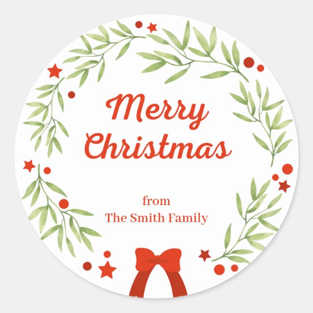 Adesivo Redondo Terra e estrelas de Natal elegantes (Frente)