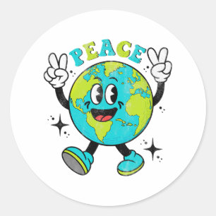 Adesivo Redondo Terra Engraçada - Mundo - Sinal de Paz mundial Cri