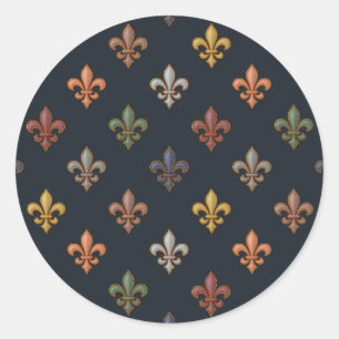 Adesivo Redondo Terra Escura Floresta Design Fleur-de-lis