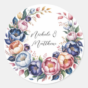 Adesivo Redondo Terra Floral Elegante Para Casamento